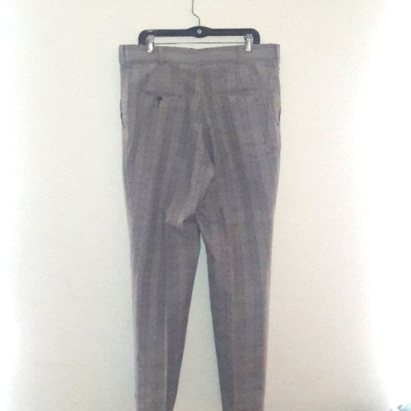 Vintage '70s Grey Plaid Mens Dress Pants - Picture 3 of 3